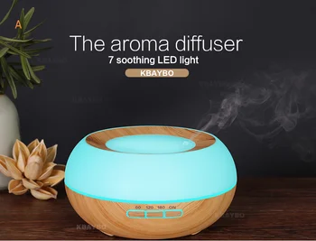 

300ml light wood grain Aroma Essential Oil Diffuser Ultrasonic Cool Mist Humidifier LED Night Light for Bedroom Yoga Flat top