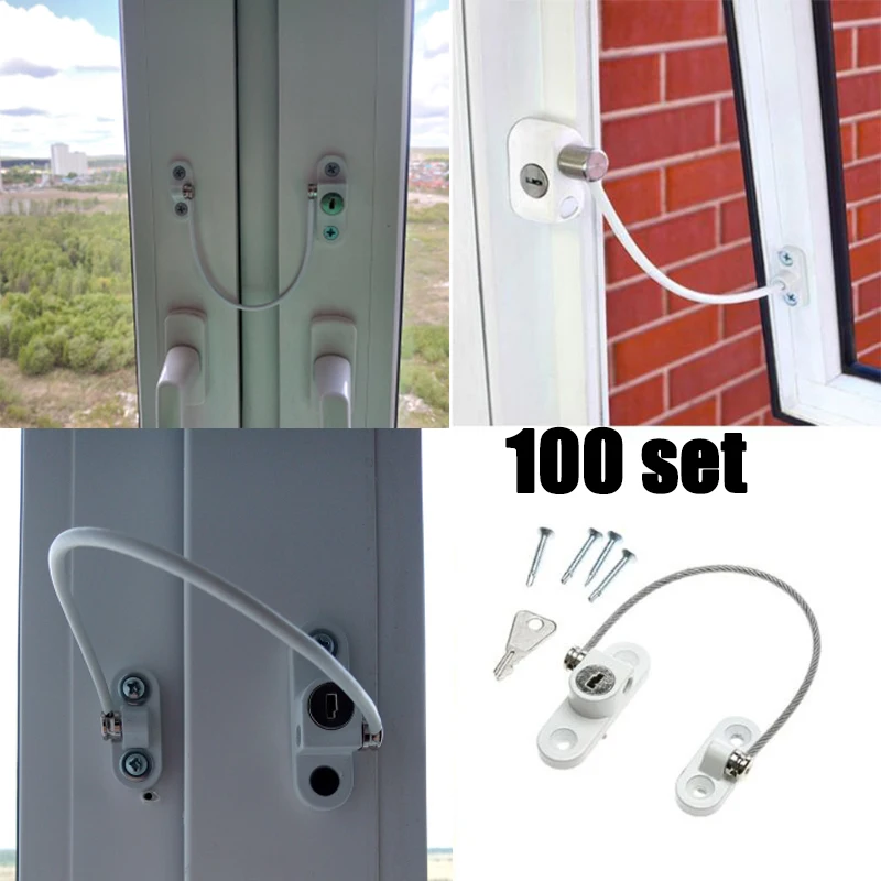 

100pcs Child Window Restrictor Security Lock Kids Prevent Childern Falling Window Lock
