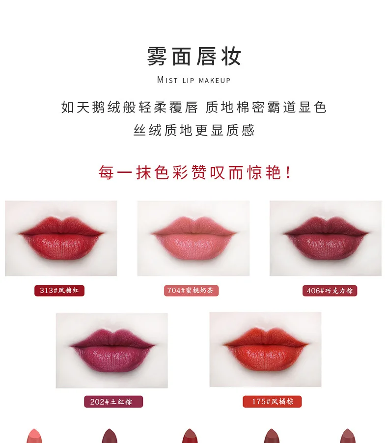 New 5pcs/set Matte Velvet Lipstick Set Long Lasting Cosmetics Matte Waterproof Not Fade Pigment lipstick Set 4g/1.3g