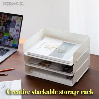 

Stackable Desktop Storage Box Cosmetic Office Organizing File Storage Basket Home Desktop organizador Office Desk органайзер 30*