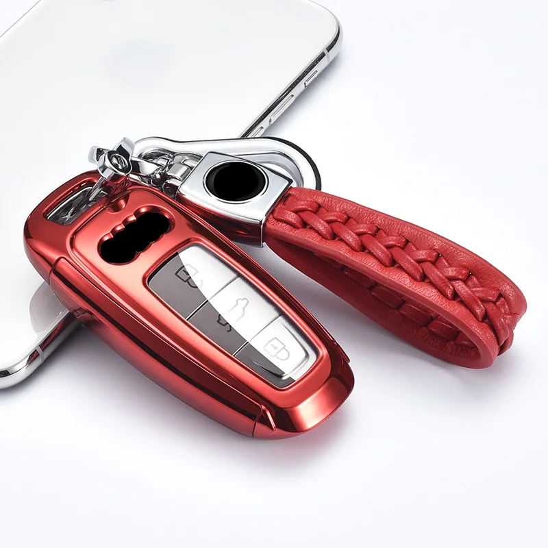 

Car Key Cover for Audi Remote Car Key Covers For Audi A6L A7 A8 C8 Q8 D5 2018 2019 Auto Protector Shell Accessories Ring