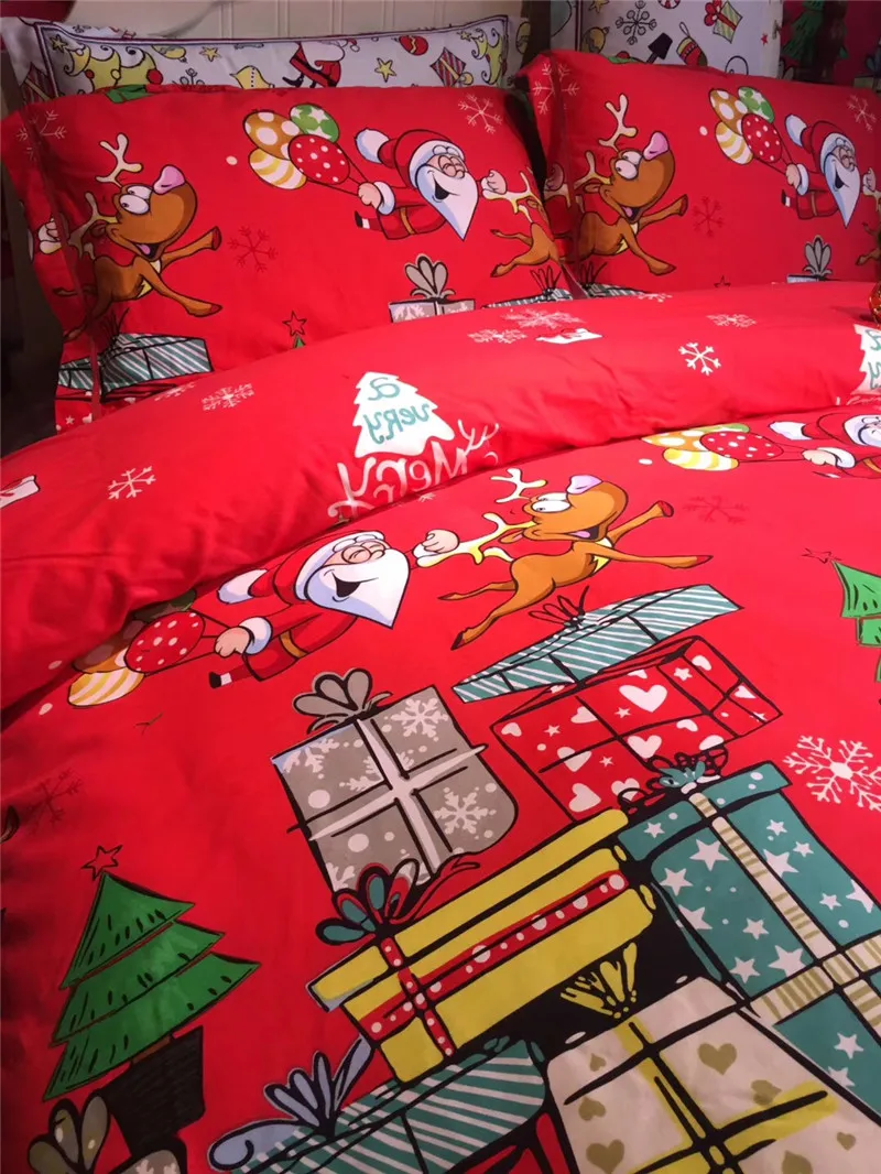 Высокое качество Египетский хлопок Санта Клаус вышивка постельное белье пододеяльник простыня наволочки ребенок год рождественские подарки