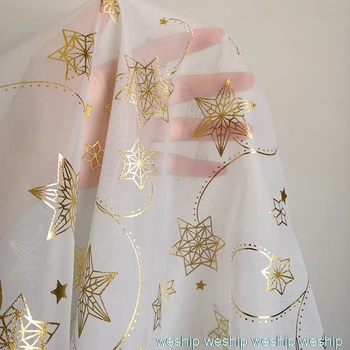 

Discoloration bling-bling five-pointed star Organza yarn bronzed fabric hanfu/lolita/COSPLAY dress fabric cloth
