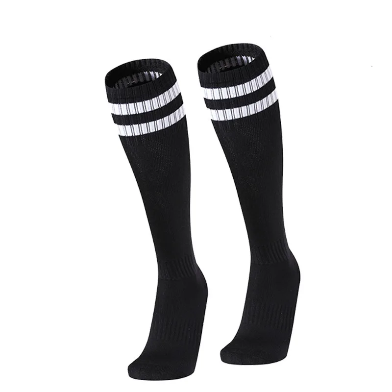 Black Детские футбольные носки Высокое качество Хлопковая одежда Носки - Color: Black