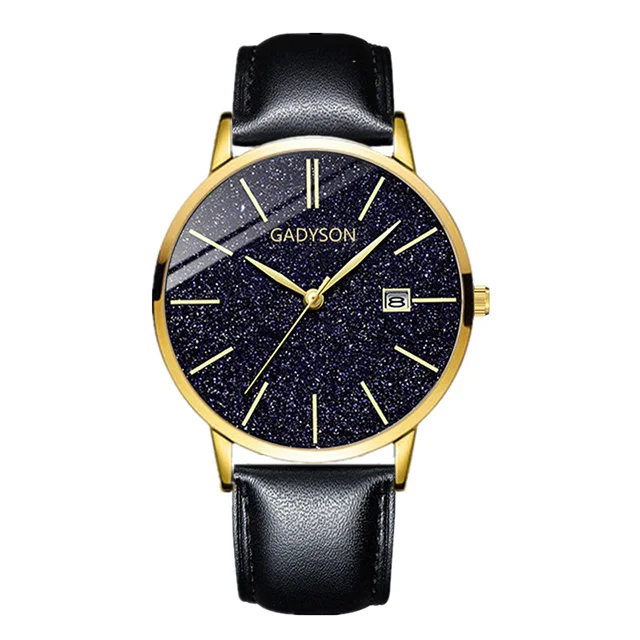 black gold Relogio masculino минималистичные стильные часы мужские звездное небо часы мужские золотые черные кварцевые наручные часы из нержавеющей стали часы с датой - Цвет: black gold