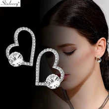 SINLEERY полые сердце циркония маленькая серьга серьги, серебристые края Кристалл инкрустация корейские серьги для женщин ювелирные изделия ES197 SSB