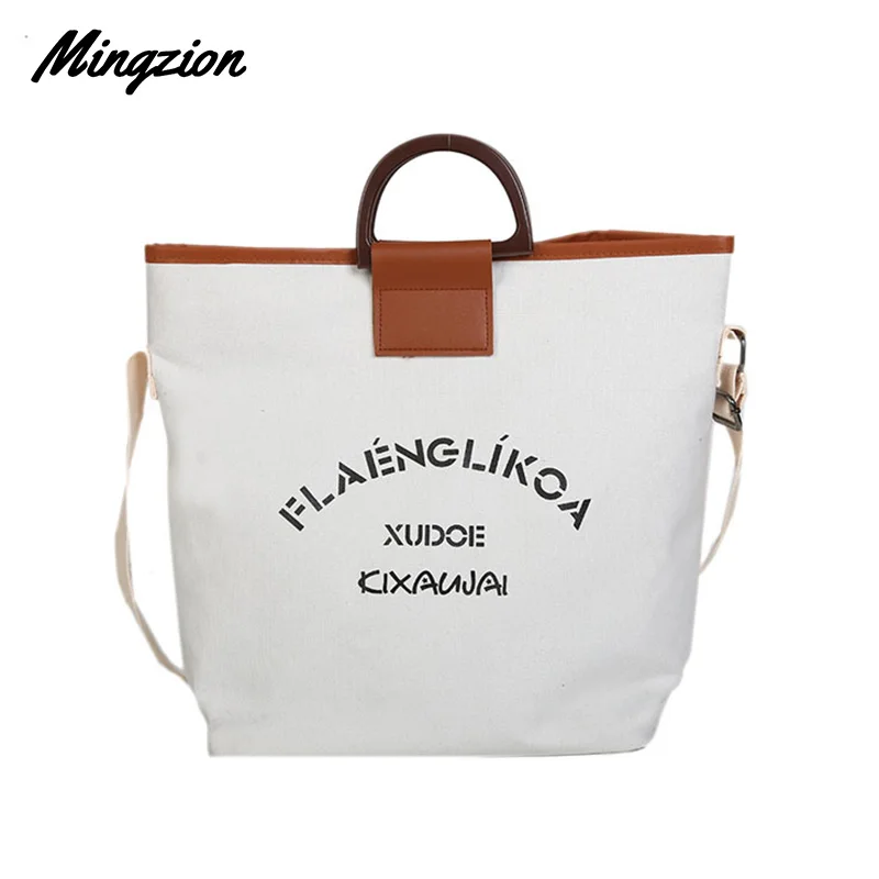 

Mingzion Woman Canvas Shoulder Bag Reusable Shopping Bags High Quality Lady Daily Casual Tote Female Shopping Handbag
