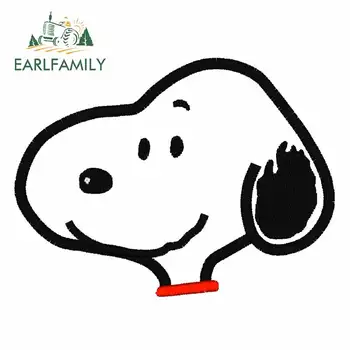 

EARLFAMILY 13cm x 9.7cm for Snoopy Head Machine Auto Bumper Decal Window Car Stickers Anime Waterproof Sunscreen JDM Decoration