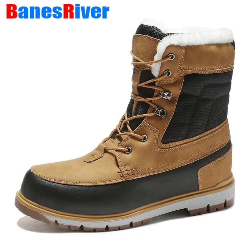 

Winter Warm Plush Fur Snow Boots Men Ankle Boot Quality Outdoor Sport Casual Motorcycle Flats Men's Shoes Booties Big Size 39-47