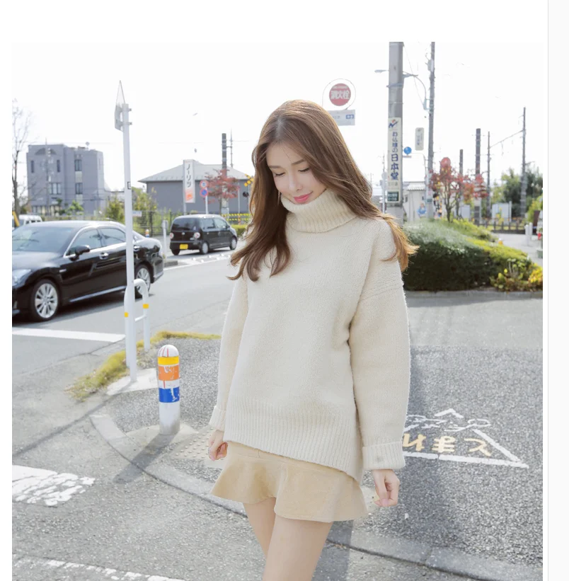 

Fall / winter 2020 new knitted bottoming shirt loose Korean Pullover student net red high neck sweater for women
