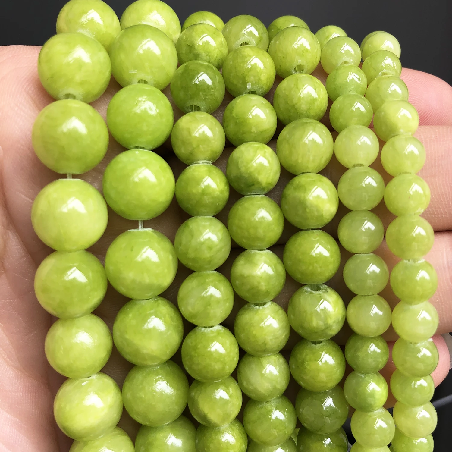 

Natural Stone Lemon Green Jades Loose Round Spacer Beads For Jewelry Making DIY Bracelet Charms Accessories 15''Inches 6 8 10mm