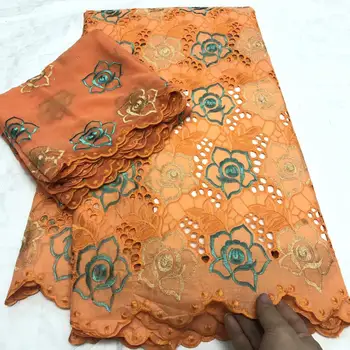 

2019 Latest African Cotton Lace Fabric High Quality Nigerian French Pure Cotton Embroidery Swiss voile Lace Fabrics 5+2 Yards
