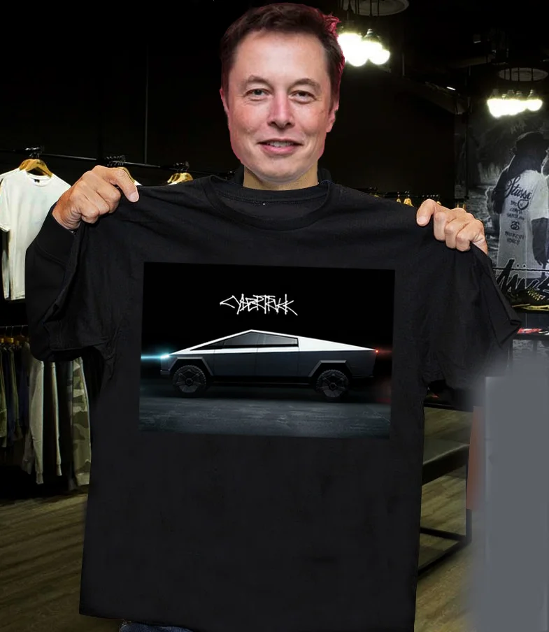 Мужская футболка Elon Musk CyberTruck с принтом из мультфильма Tasla Cybertruck подарок на