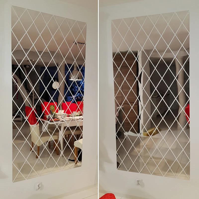 Diamonds Triangles Wall Art Acrylic Mirror Sticker 3D DIY Decals for Home Decoration Kids Rooms Living Room | Дом и сад