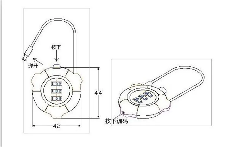 3 цифр подвесной замок с паролем дорожная Смарт Комбинации замки чернил сброса
