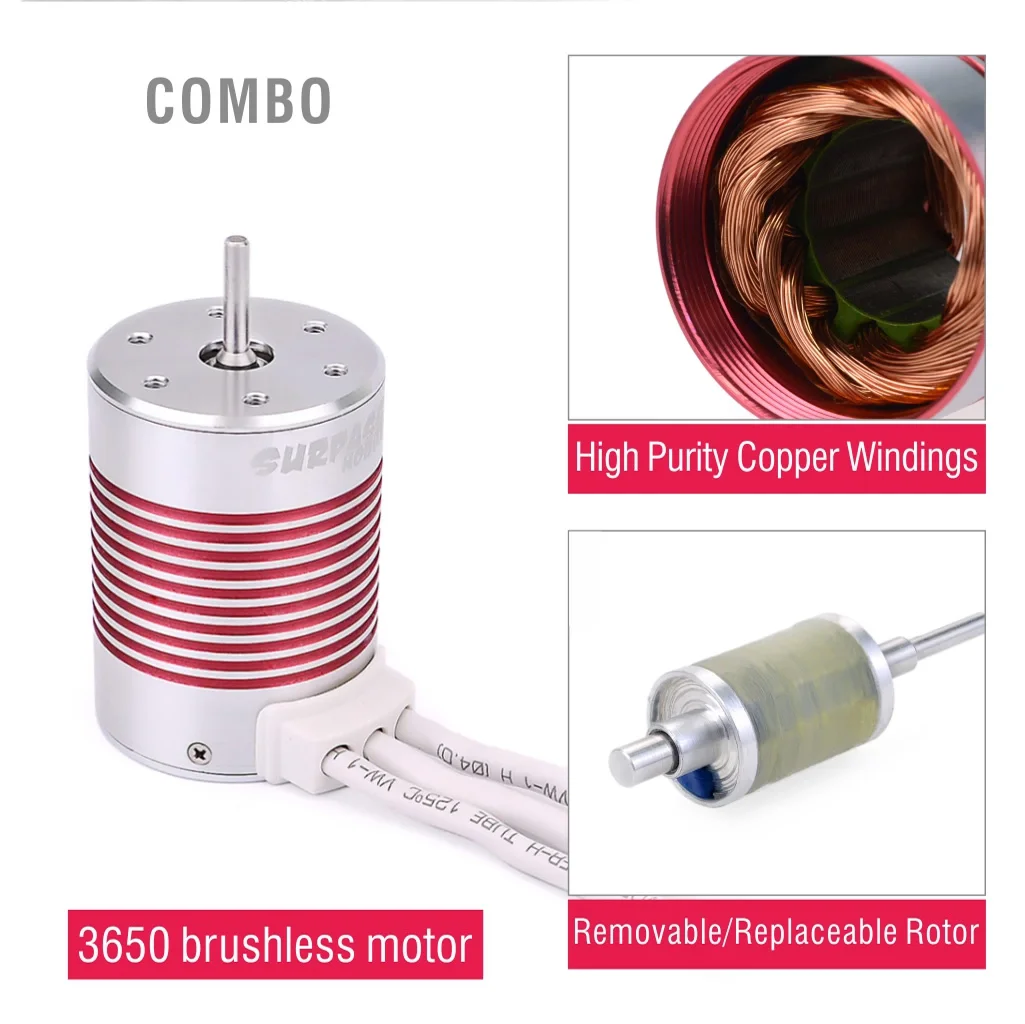 Surpass Hobby 3650 12v 24v trolling motor brushless waterproof electric motor for radio control toys 1:10