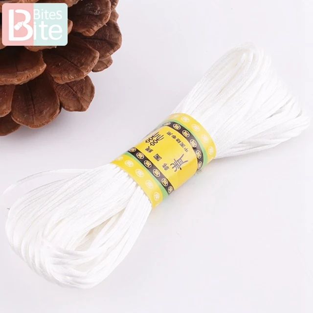 Bite Bites 1pc Satin Silk Rope Nylon Cord Colorful 1mm 80m Baby Teether Accessories Teething Necklace Rattail Cord DIY Tool Toys 20M Rope White
