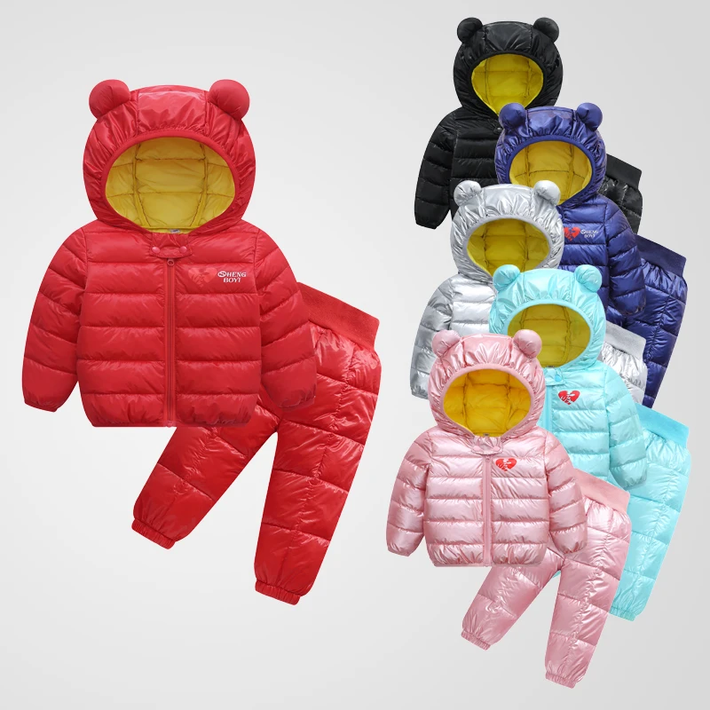 Детское пуховое хлопковое пальто; комплект детской одежды; зимние куртки для маленьких мальчиков и девочек; Верхняя одежда для малышей на холодную осень; зимний комбинезон; Штаны для младенцев
