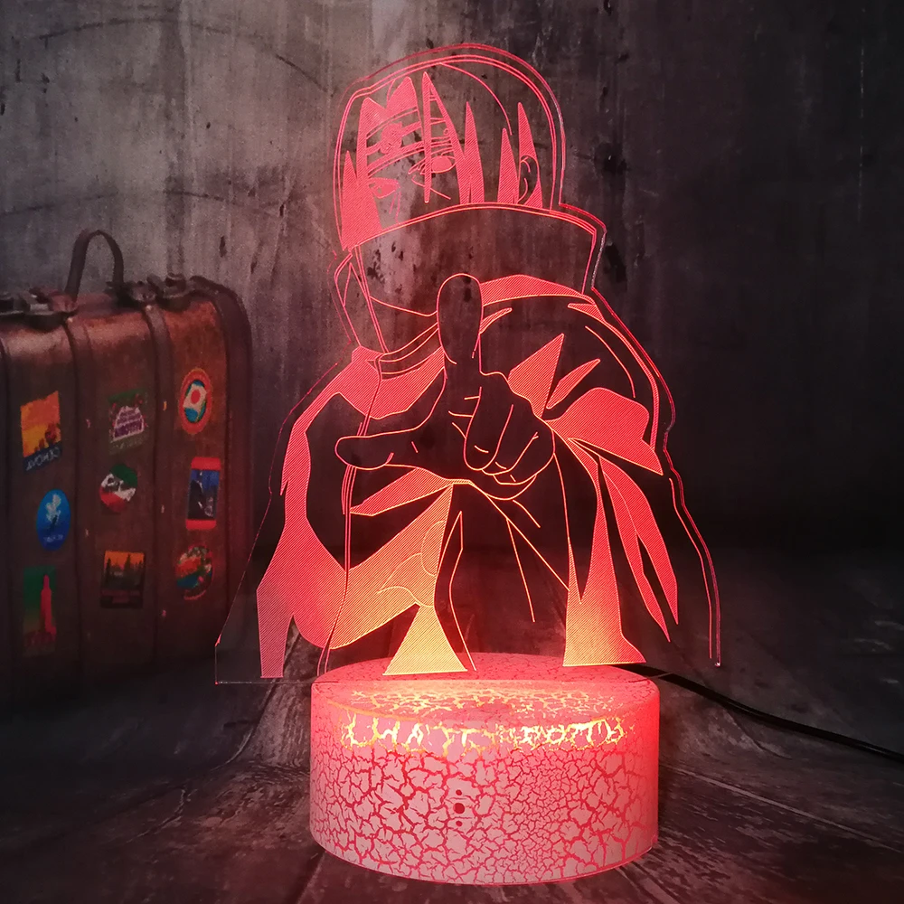 Наруто Uchiha Sasuke Legends Uzumaki 3D светодиодный Ночной светильник 7 цветов белая Базовая