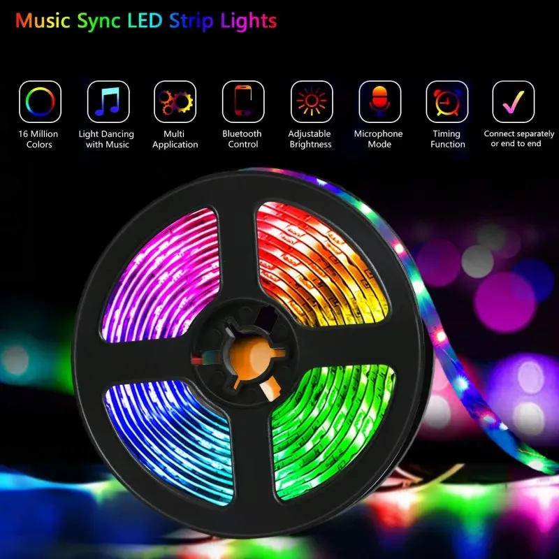 

WIFI smart 32.8 Feet RGB Led Strip Lights, App Control, Music Mode for Bedroom, Room, Kitchen, Party