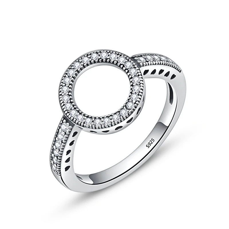 WOSTU,, настоящее 925 пробы, серебряные круглые кольца, счастливый круг, кольца на палец для женщин, модные свадебные ювелирные изделия FIR041 - Цвет камня: FIR041