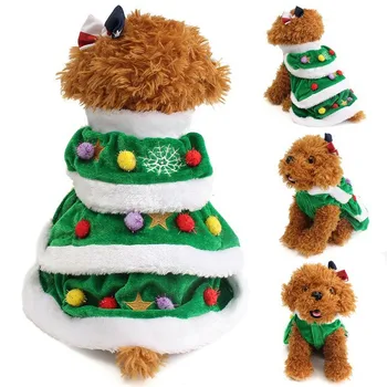 

Christmas Festival Tree Pet Dog Cat Coat Puppy Warm Clothes Costumes Apparel Dress