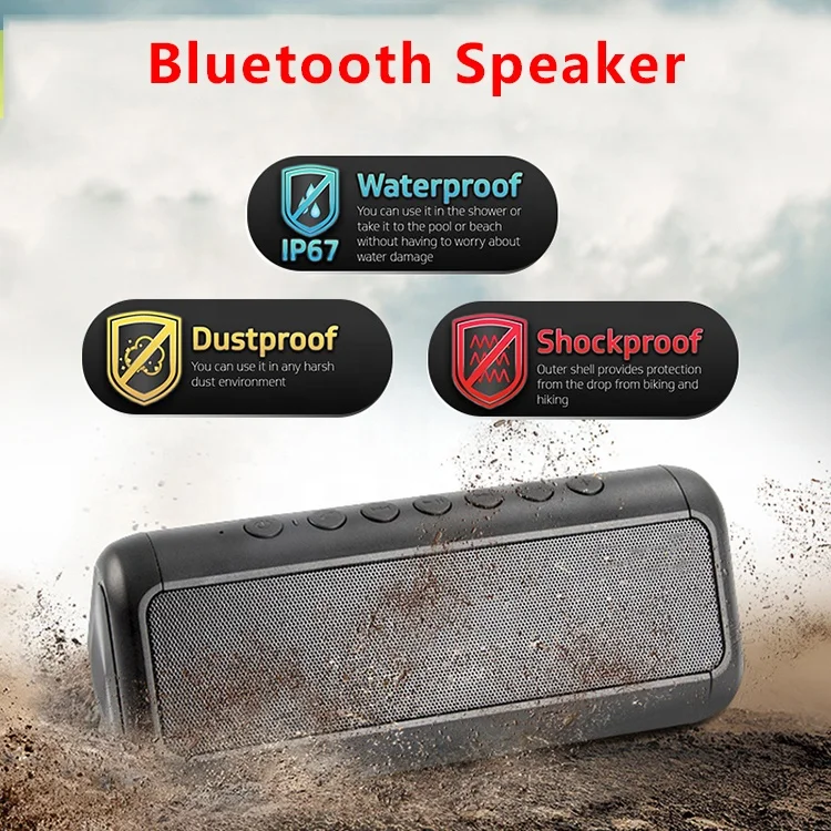 Solar Powerful Bluetooth Speaker Waterproof Portable Column 5000 mAh Super Bass Stereo Sound Bar Subwoofer Music Center FM Radio
