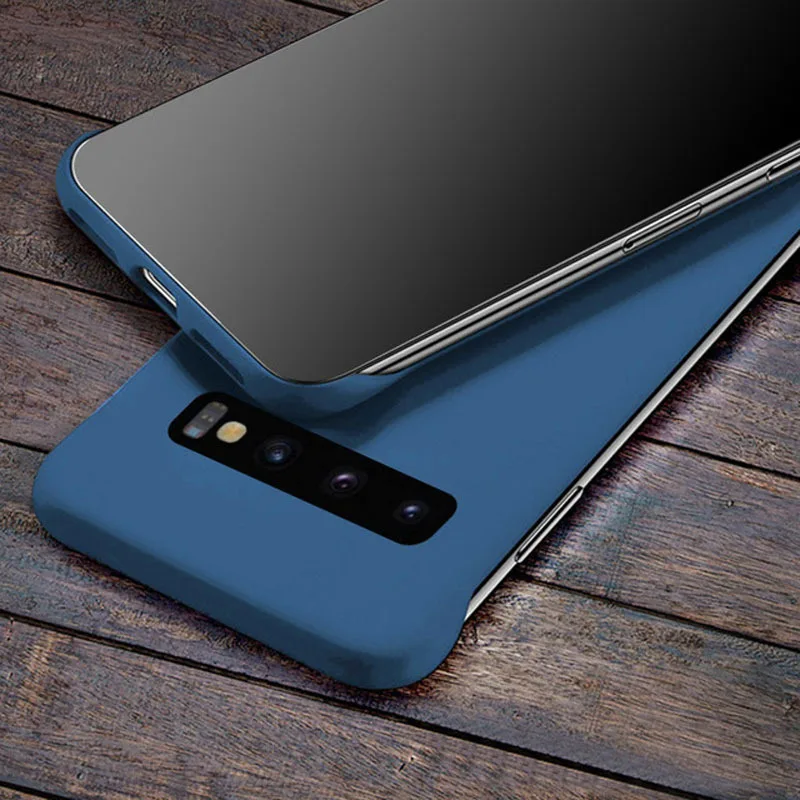 Бескаркасный жесткий чехол для Samsung Galaxy S8 S9 S10 Plus S10E Note 8 9 10 Plus ультратонкий Жидкий чехол для ПК Galaxy S10+ Note 10 - Цвет: Синий