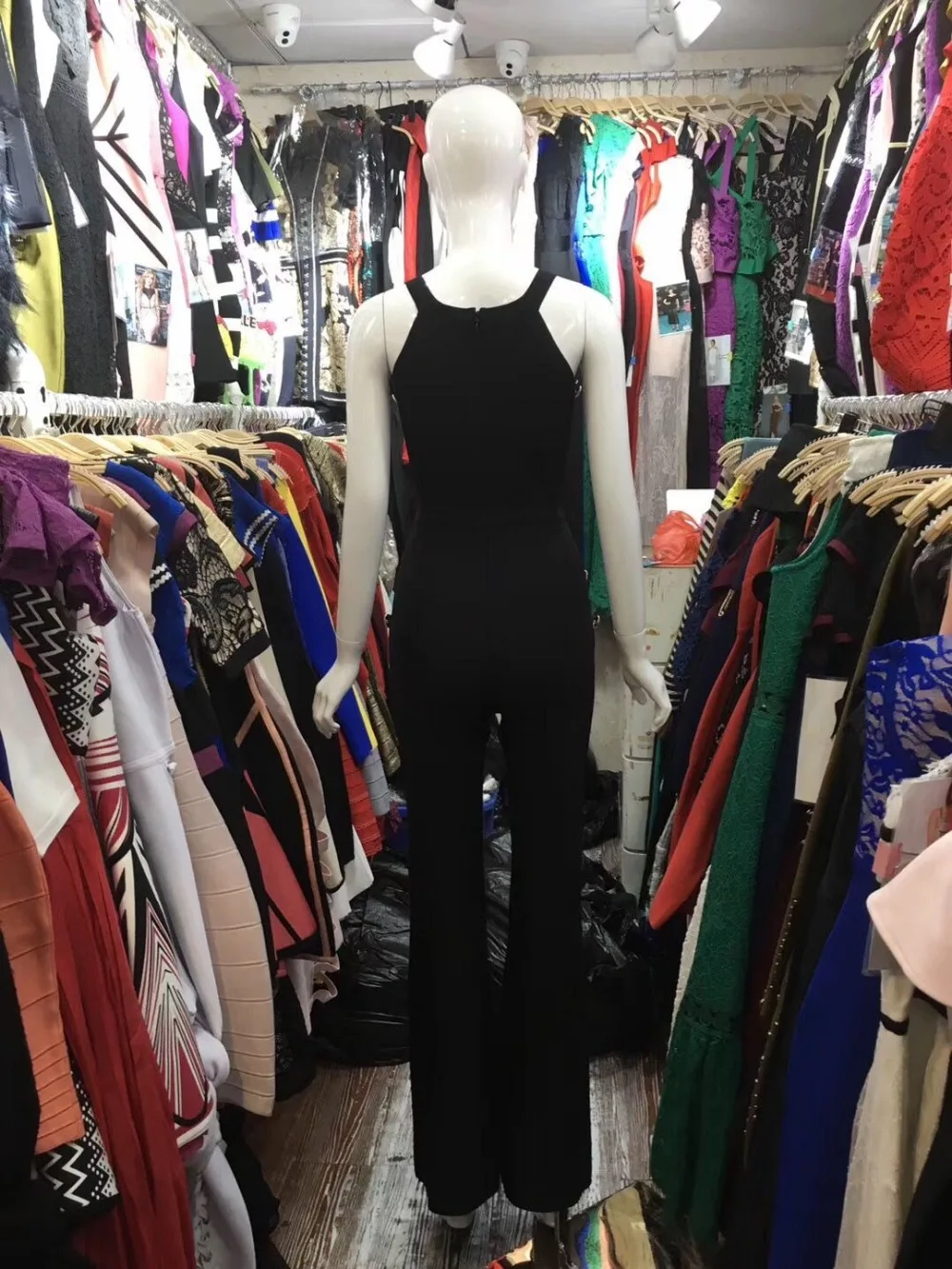 Женский черный комбинезон с круглым вырезом без рукавов Vestidos вечерние облегающие вечерние утягивающий комбинезон