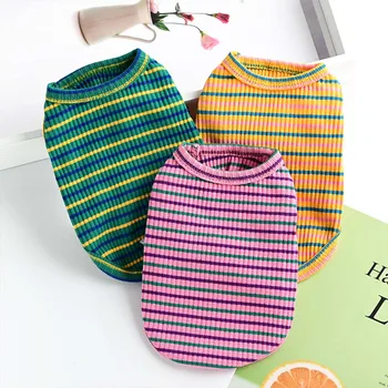

2020 Striped Dog Shirt Soft Cotton Pet Clothes For Small Medium Dogs Shirt Chihuahua Puppy Pet Clothing For Dogs Vest Ropa Perro