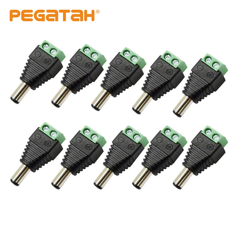 Conector de corriente continua hembra con cabezal para tornillos, 10 Uds., Conector de cable para cámara cctv