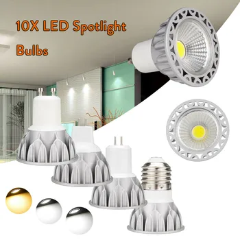 価格 10x 調光可能な 10 ワット LED ランプ COB スポットライト電球 GU10 MR16 E27 GU5.3 50 ワット相当ガラスカバー 45 度ビーム角家の装飾