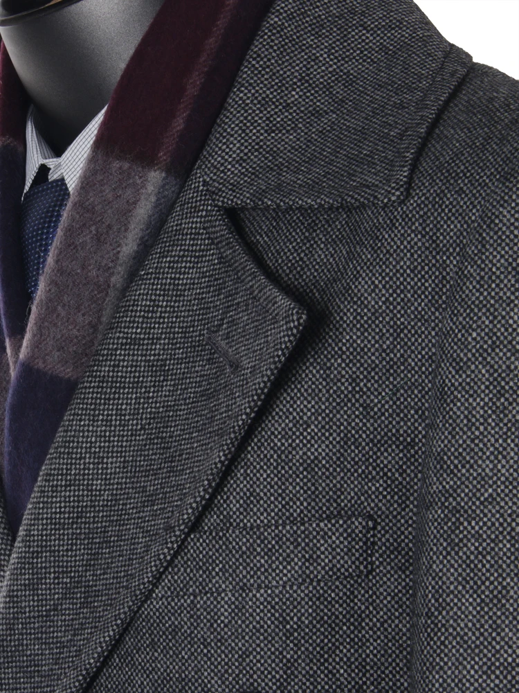 Stylish Polo Coat Tweed Topcoat Dark Grey Nailhead Fashion Designer Long Coat Custom Made Warm Double-Breasted Overcoat