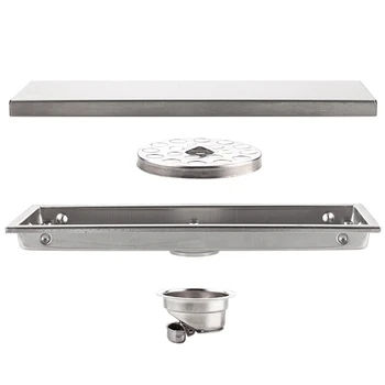 

Promotion! Floor Drains Stainless Steel Linear Shower Floor Drains Tile Insert Drain Channel for Bathroom Kitchen Anti-Odor Invi
