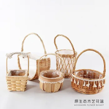 

Rattan hand-woven flower basket weaving flower basket flower pot flower rose packaging basket