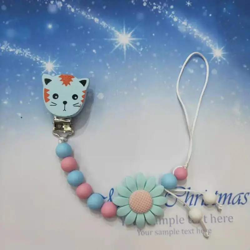 Cartoon Newborn Baby Teething Molar Silicone Beads Nipple Clip Infants Teether Accessories Pacifier Chain G99C