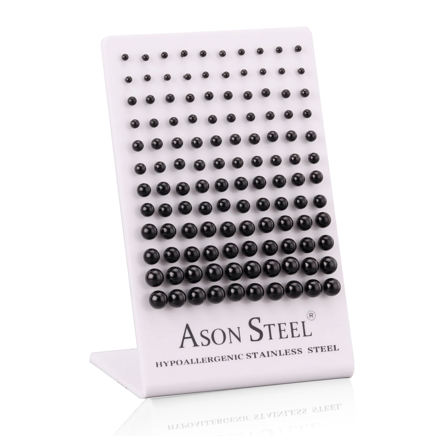 ASONSTEEL 60 пар/лот хирургические серьги-шарики золото/серебро/черный/розовое золото Размер 3 мм-8 мм серьги-гвоздики колье для женщин