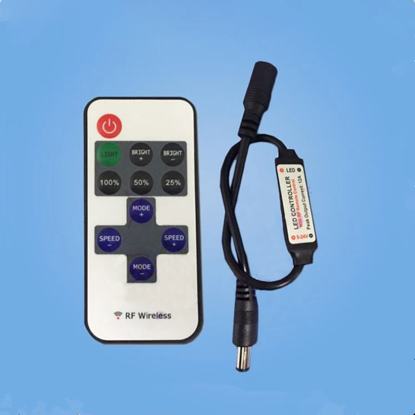 RF11 ключ Мини светодиодный контроллер монохромный светильник Беспроводной RF пульт дистанционного управления диммер постоянного тока Женский 5-24 в PWM технология управления