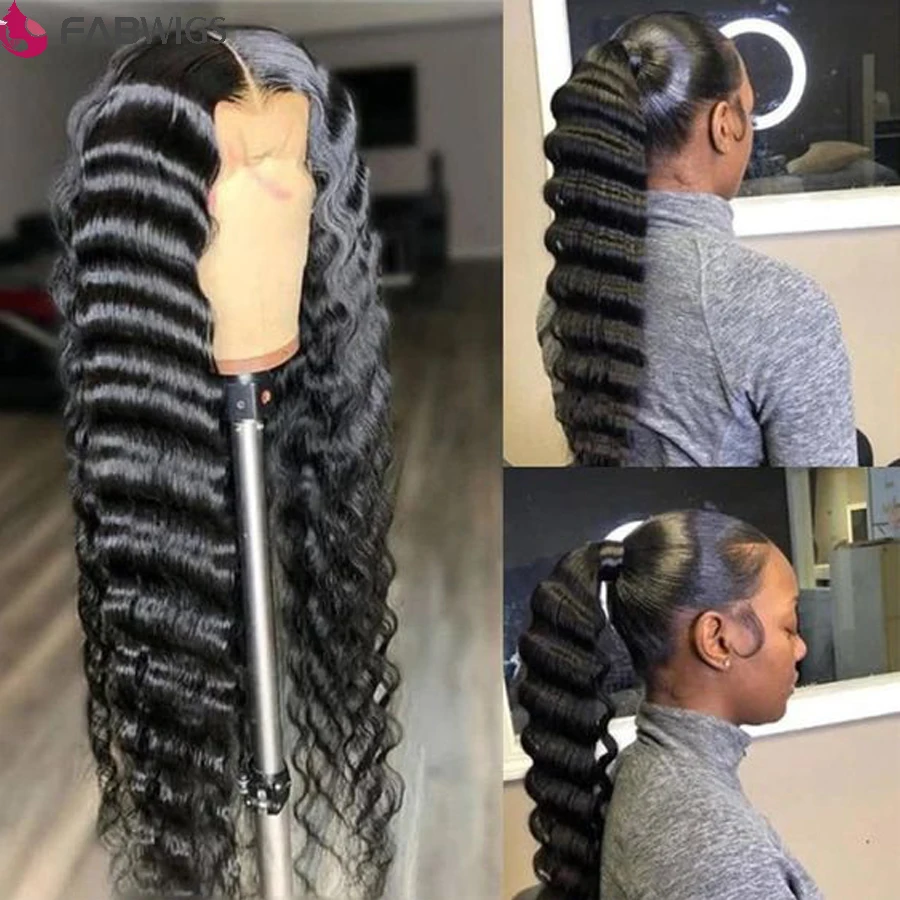 

Fabwigs 13x6 T, парики на сетке спереди и спереди, предварительно выщипанные, с глубокой волной, на сетке спереди, парики из человеческих волос, бразильские, Remy, парики из человеческих волос для женщин