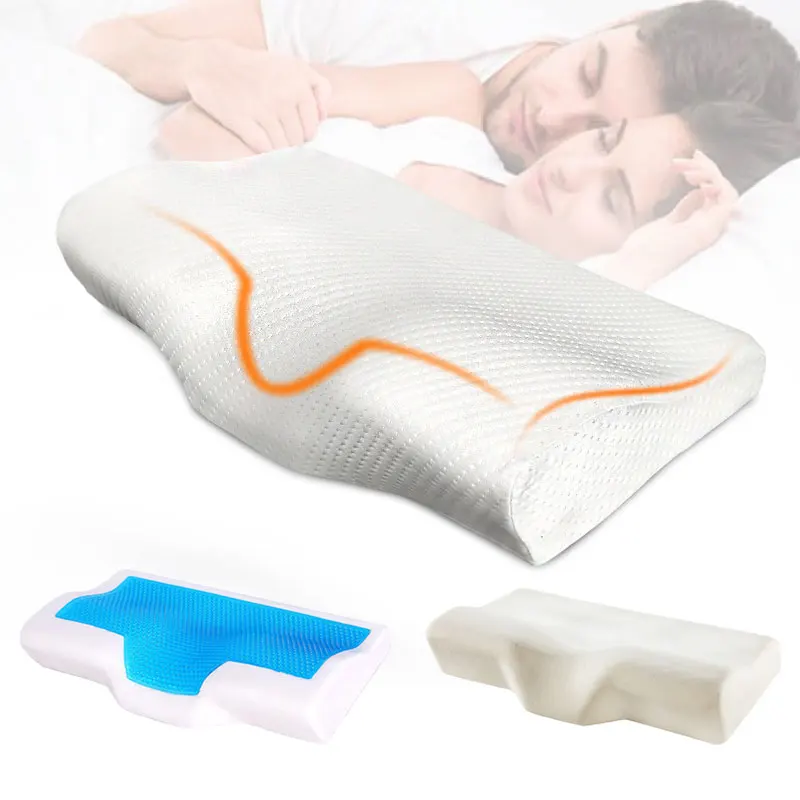 Almohada de espuma de memoria de rebote lento en forma de mariposa, protección del cuello para dormir, almohadas suaves para el cuidado de la salud, almohadas de cuello de Gel frío para verano