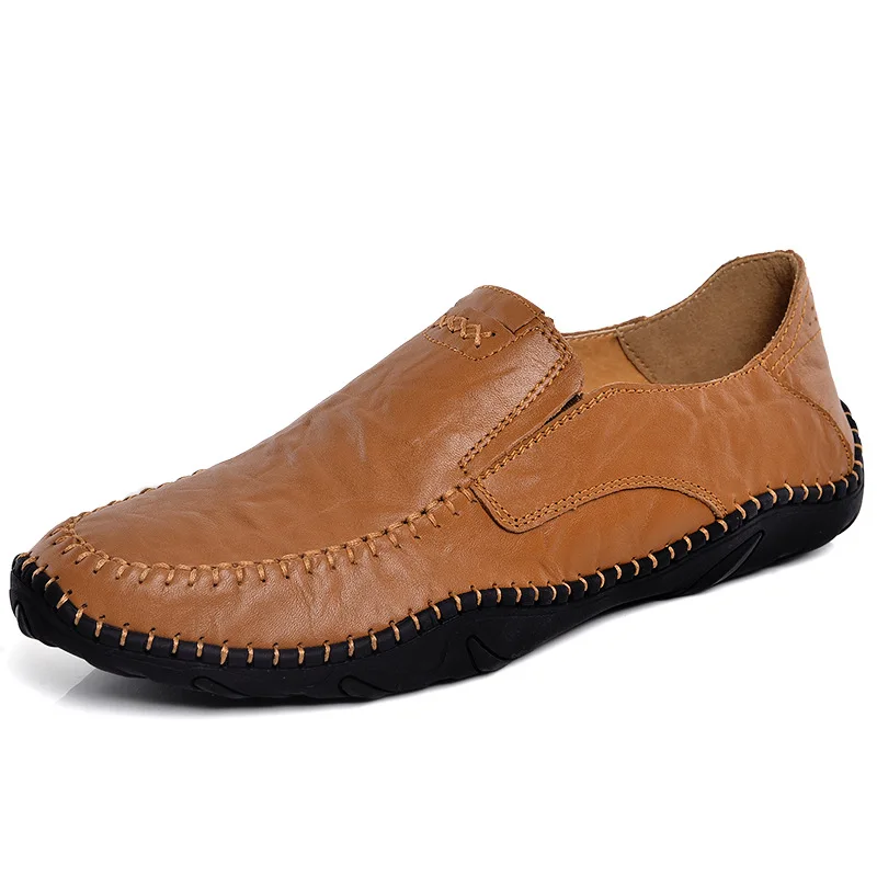 

Spring And Summer MEN'S Shoes Handmade Sewing Casual Shoes Low Top Foot Covering Flat Driving Leather Shoes Cowhide Surface Larg