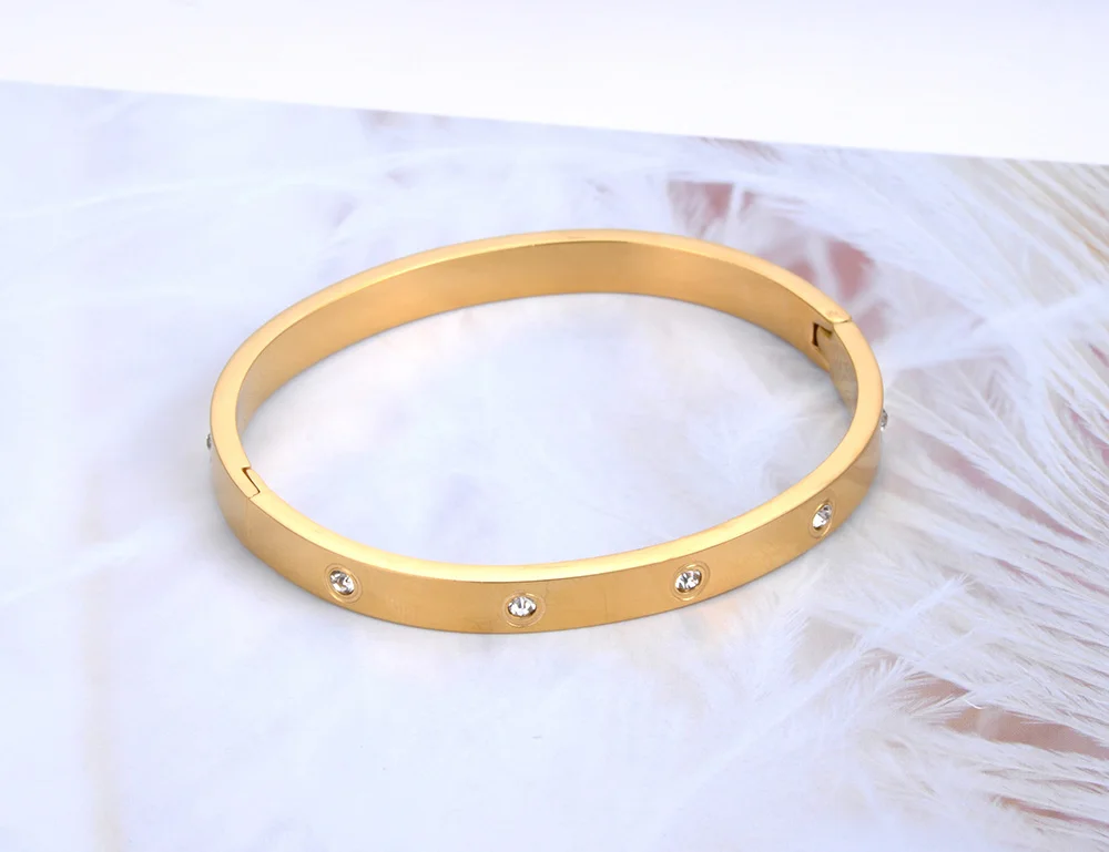 YiKLN Mode Runde Zirkonia Armbänder Für Frauen Männer Gold Silber Farbe Metall Klassische Armband Party Täglichen Schmuck YB19062 – Detail 5