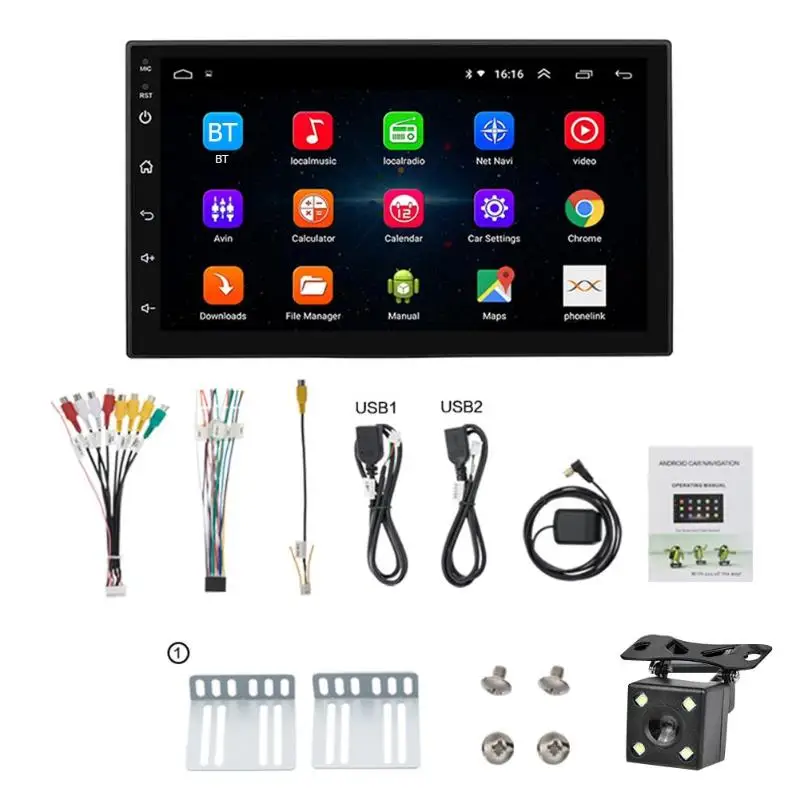 7168 2 DIN 7 дюймов сенсорный экран Android 8,1 стерео BT 4,0 gps FM MP5 плеер wifi доступ в Интернет и gps навигация - Цвет: with Camera