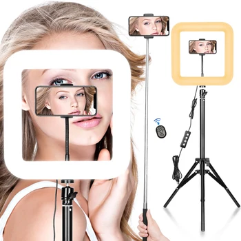 

D35 11" LED square light with small tripod bracket M1 Bluetooth controller mobile phone clip telescopic rod Video Live broadcast