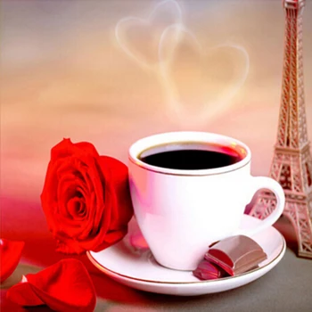 

100% Full 5D Diy Daimond Painting "Roses&Coffee" 3D Cross-stitch Square/Round Rhinestone Full Pasted Diamant Painting Embroidery