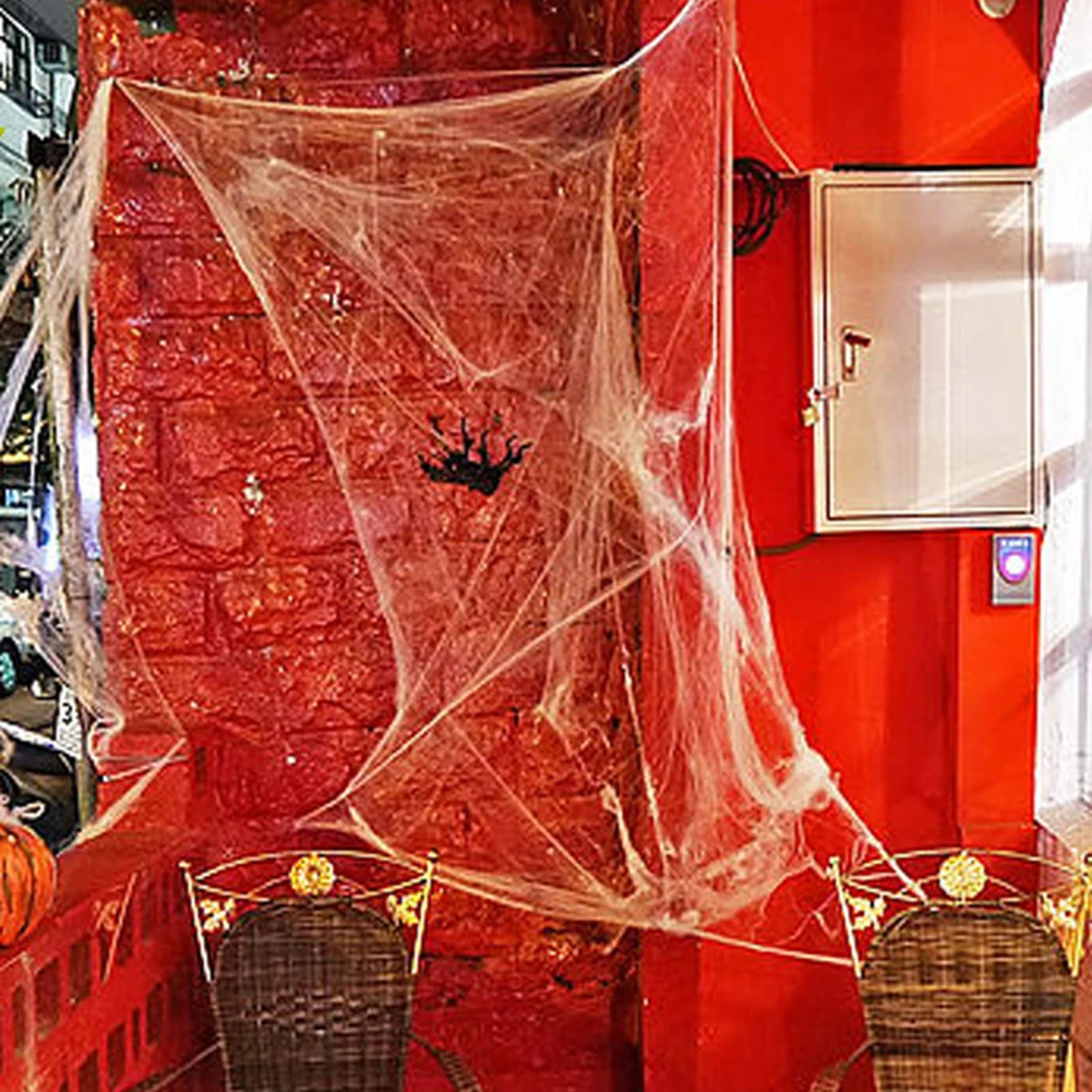 Упаковка из 2 Растягивающихся spider COB веб-украшение для Хэллоуина с 6 большими пауками