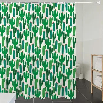 

Shower Curtain Fabric Polyester Fabric,Waterproof, Machine Washable, Exotic,Vibrant San Pedro Cactus Foliage Climate Desert