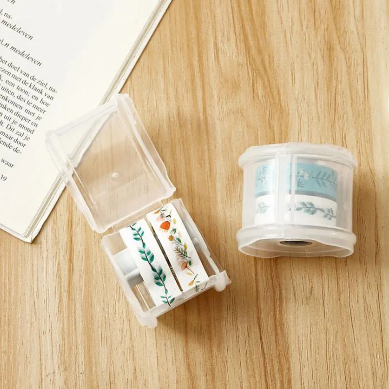 

1 Pcs Cute Simple Style Transparent Masking Washi Tapes Dispenser Cutter Office School Supplies Tape Holder Tools Stationery