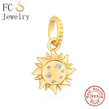 

FC Jewelry Fit Original Brand Charm Bracelet Authentic 925 Silver Gold Color Sunflower Bead For Making Summer Berloque 2020