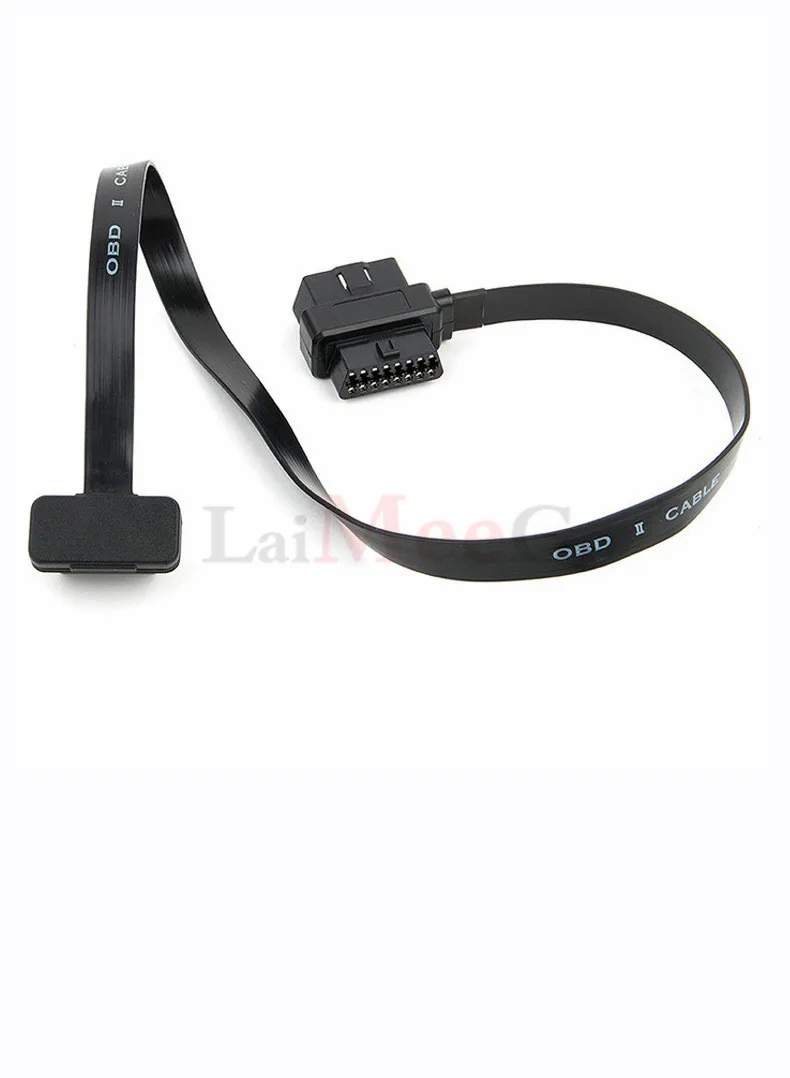Car OBD line OBD2 extension cable one point two noodles flat cable obd one drag two full core power 0.6m 16pin connect adapter (3)
